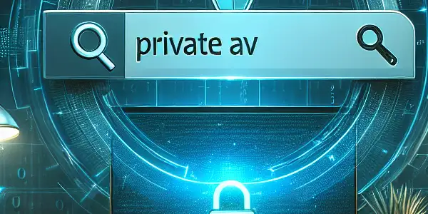 A futuristic workspace emphasizing online privacy, featuring a glowing computer screen and symbols of data security.