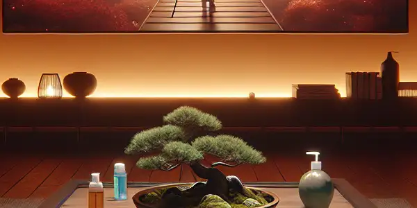 A modern living room featuring a person cleaning their device, emphasizing hygiene while watching adult content.